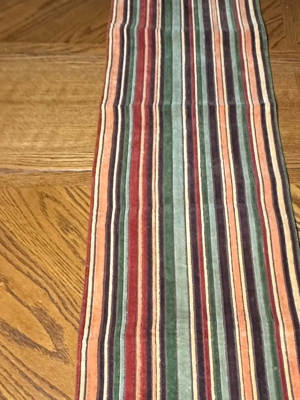 Striped Velour table Runner in Earth Tones